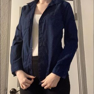 Navy blue button up blouse